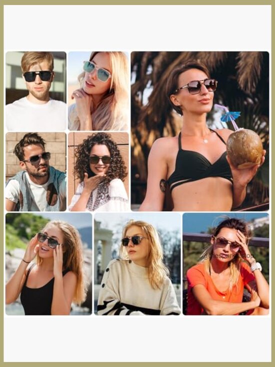 Retro Aviator Sunglasses Square Frame Double Bridge UV400 Protective main image 6